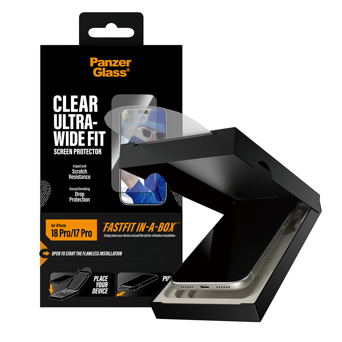 PanzerGlass Bildschirmschutz f�r Handy - ultra-breite Passform mit FASTFIT IN-A-BOX