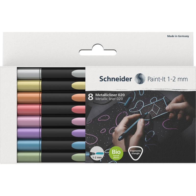 Schneider Schreibger�te Paint-It 020 wallet marcador 8 pieza(s) Azul, Cobre, Oro, Verde, Rosa, Rojo, Plata, Violeta