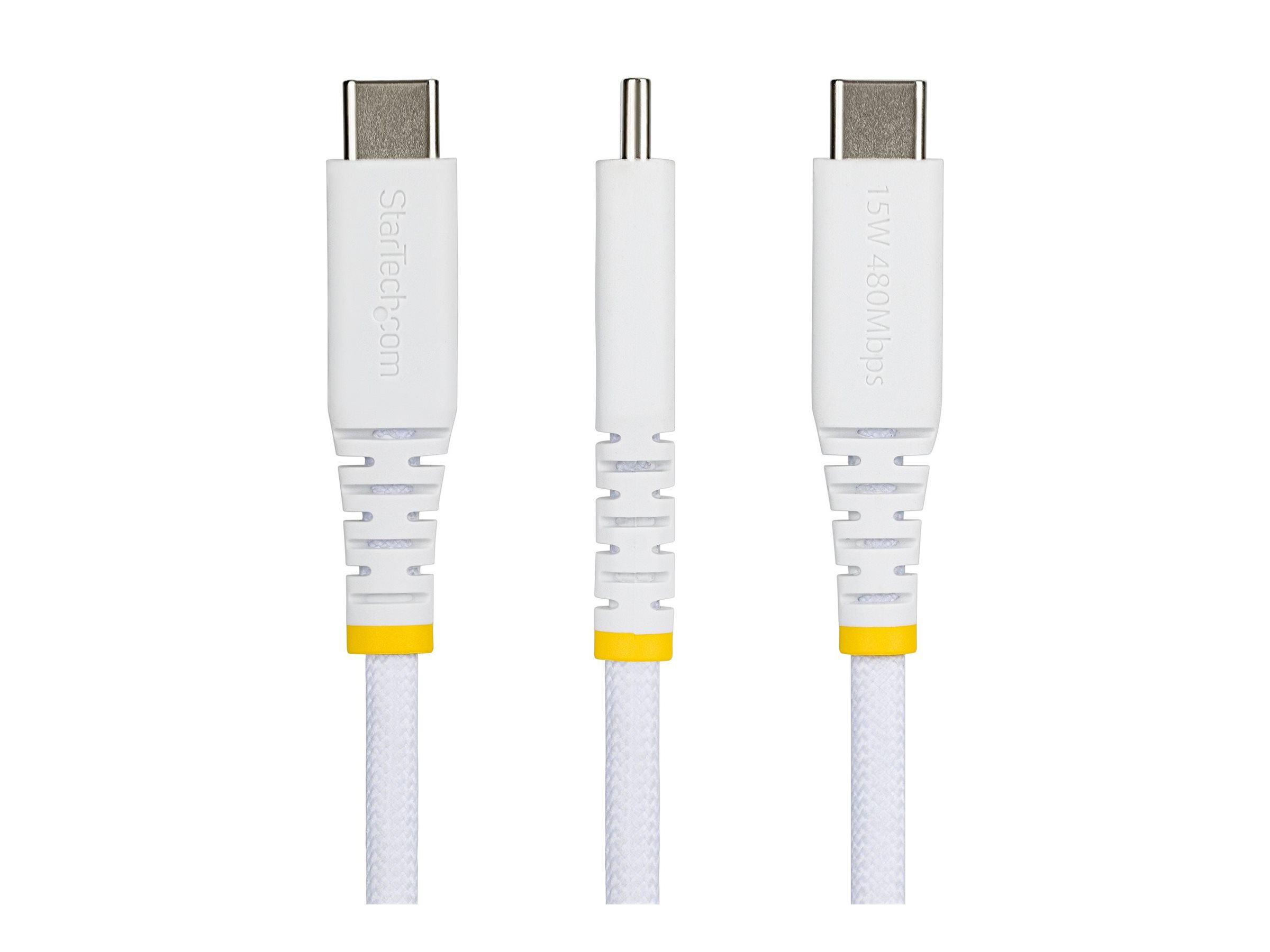 StarTech.com Cable Cargador USB-A a USB-C de 1m - 15W 3A - Cable USB a Tipo C de Carga R�pida Trenzado de Nailon - Recubrimiento de TPE - Blanco