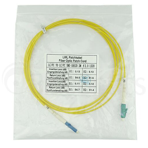 BlueOptics SFP2121BU7.5MS cavo a fibre ottiche 7,5 m LC G.657.A1 Giallo