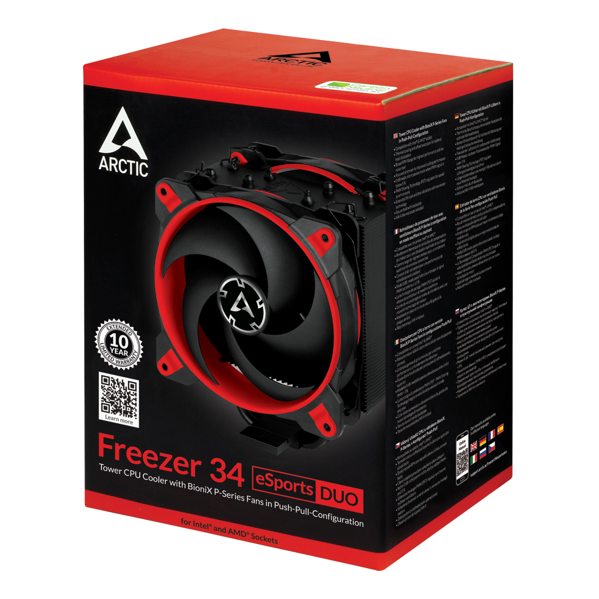 ARCTIC Freezer 34 eSports DUO Processeur Refroidisseur 12 cm Noir, Rouge