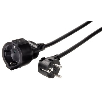 Hama Profi Extension Cable with Earth Contact, 2 m, black Negro