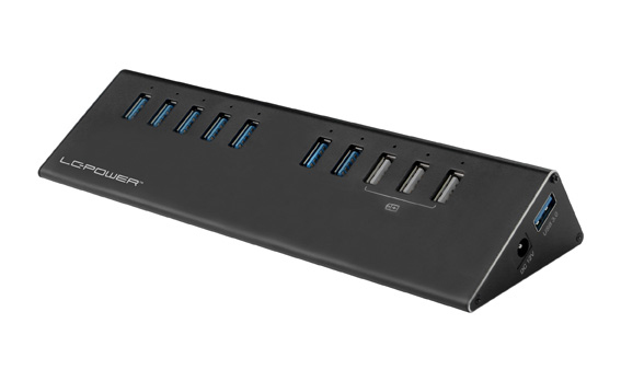 LC-Power LC-HUB-ALU-2B-10 - Hub - 7 x SuperSpeed USB 3.0 + 3 x SuperSpeed USB 3.0 (laden)