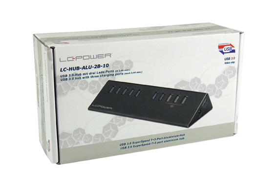LC-Power LC-HUB-ALU-2B-10 - Hub - 7 x SuperSpeed USB 3.0 + 3 x SuperSpeed USB 3.0 (laden)