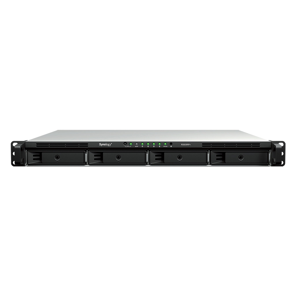 Synology RackStation RS826RP+ NAS/storage server Rack (1U) AMD Ryzen V1500B 4 GB DDR4 0 TB DiskStation Manager Black, Grey