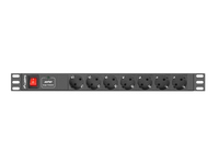 Lanberg PDU-07F-0200-IEC-BK - 1U - Horizontal - Schwarz - 7 AC-Ausgnge - Typ F - C14-Koppler