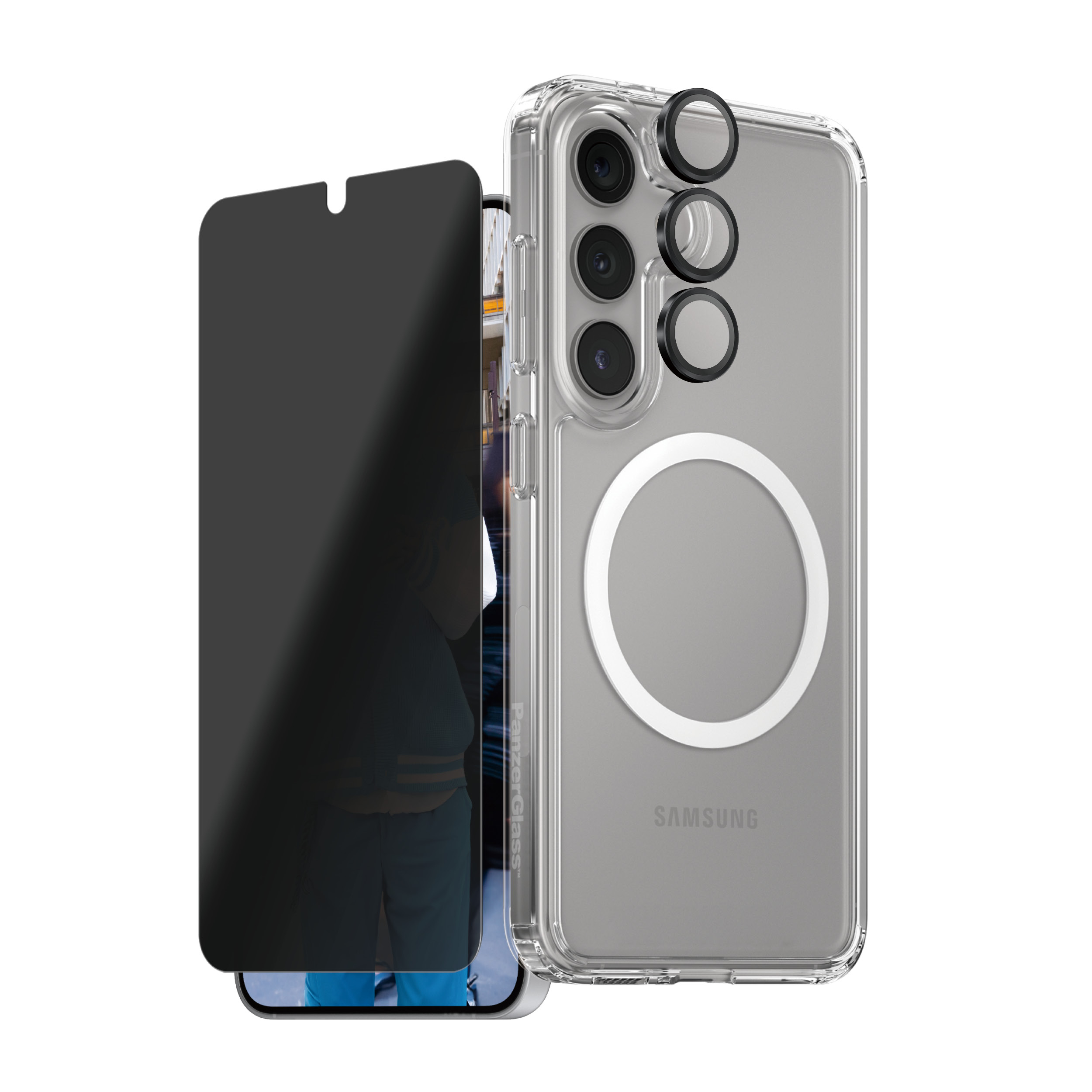 PanzerGlass CARE by � Flagship 3-in-1 Privacy Bundle Samsung Galaxy S 2025