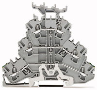 WAGO 2002-3257 Dreistock-Schutzleiterklemme 5.20 mm Zugfeder Belegung PE L L Grau 50