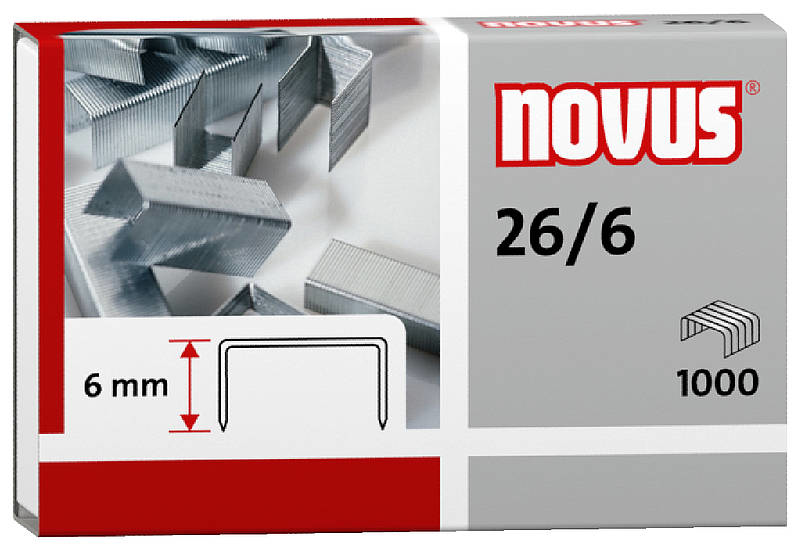 Novus Dahle Novus 26/6 - Klammerpack - 6 mm - Befestigung - 1000 Heftklammern - Stahl - Edelstahl