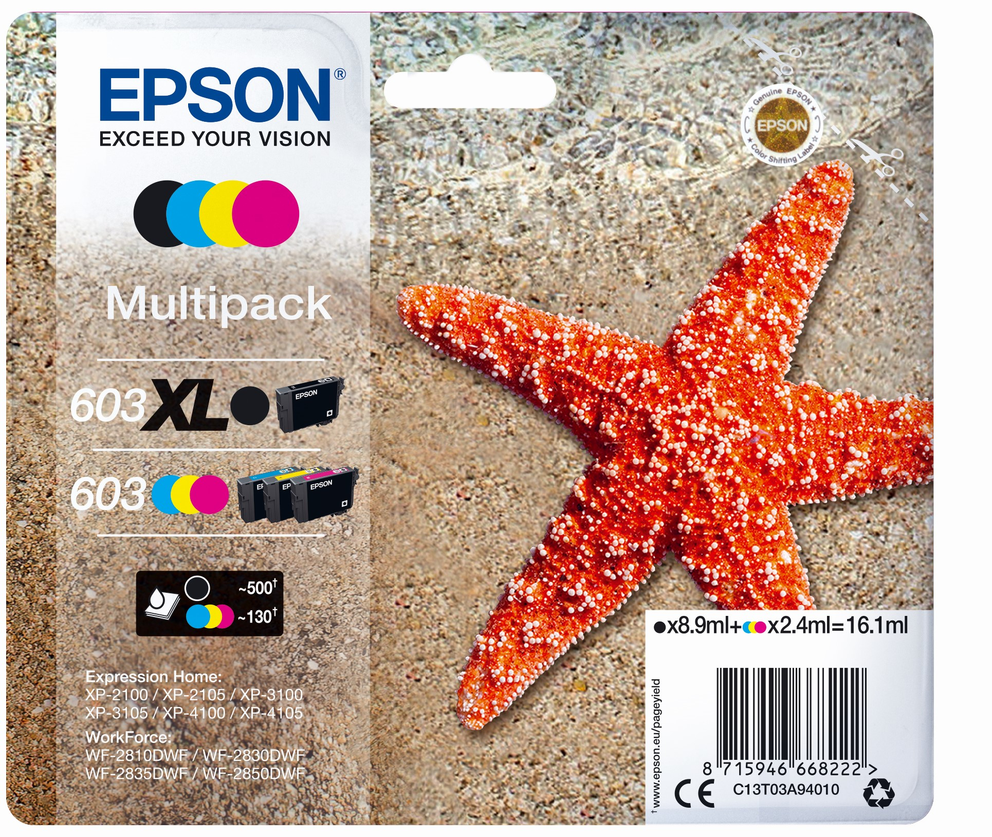 Epson 603 XL cartuccia dinchiostro 1 pz Originale Resa elevata (XL) Nero, Ciano, Magenta, Giallo