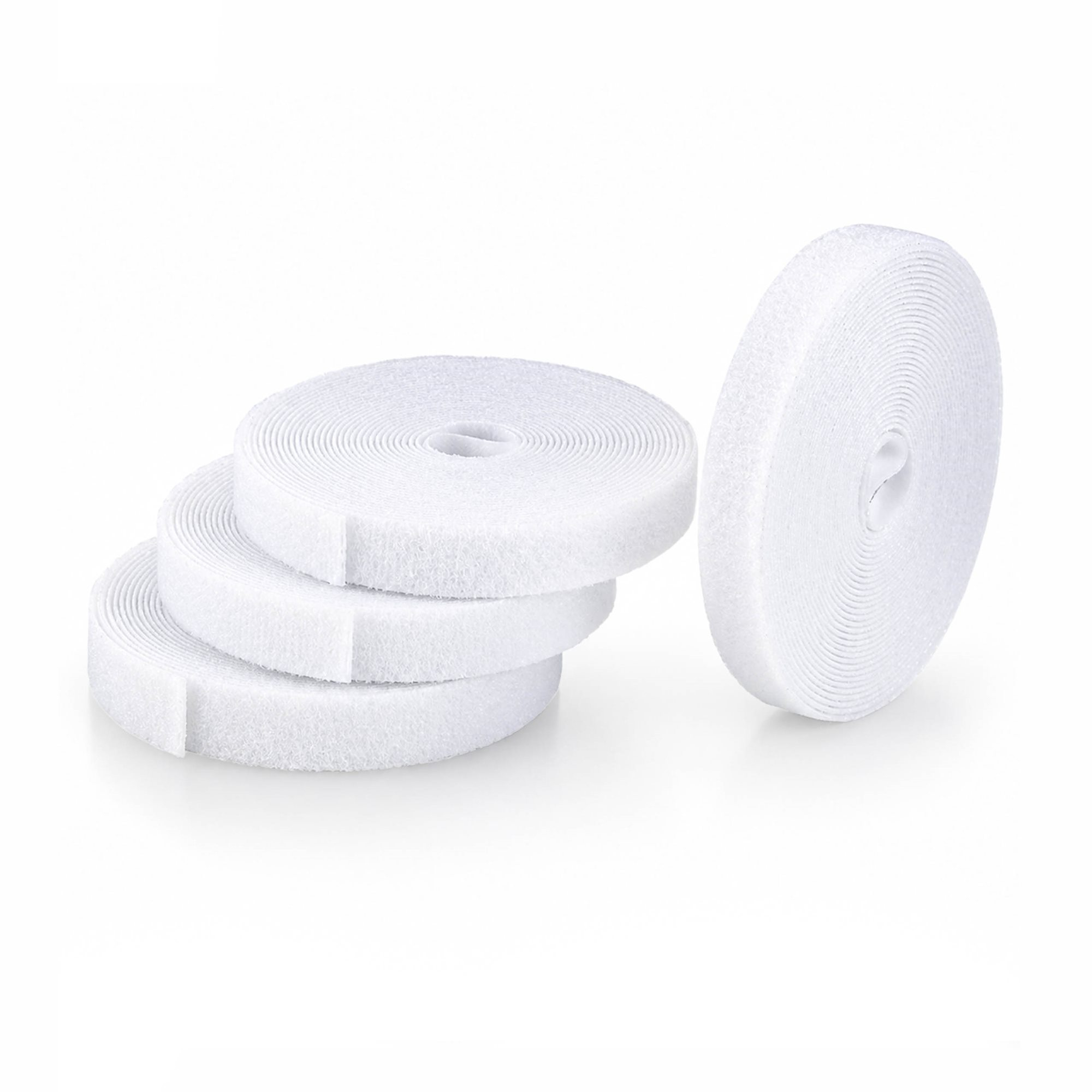 StarTech.com Paquete de 4 Bobinas de Bridas de Gancho y Bucle de 4,6m - Ancho 1,25cm - De Cortar a la Medida - Bobina a Granel - Blanco