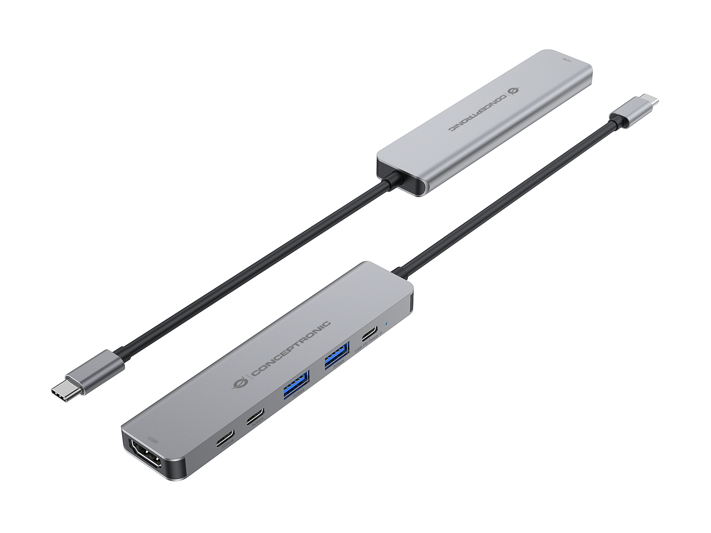 Conceptronic 6-1 Dock USB-C->HDMI 2xUSB-A 3xUSB-C+ 25cm gr