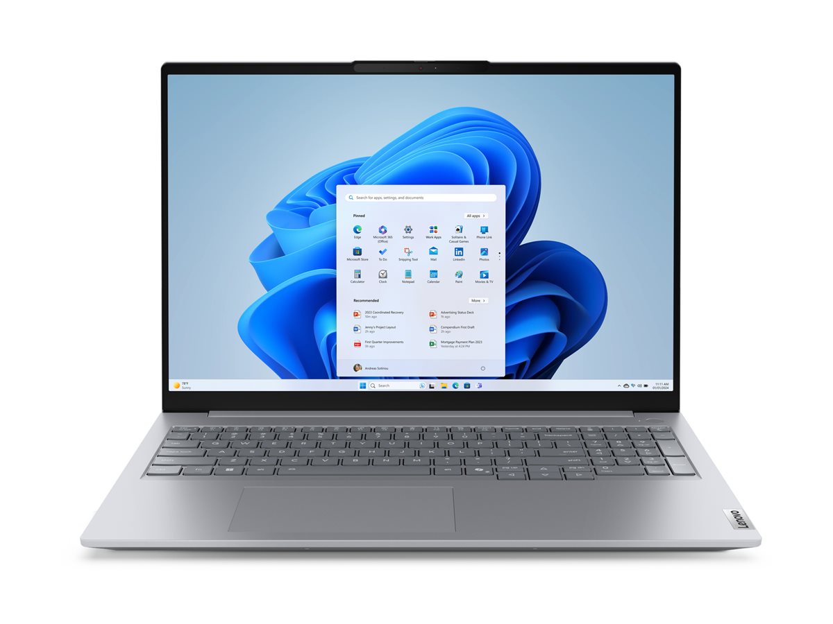 Lenovo ThinkBook 16 G8 IAL Intel Core Ultra 9 185H Laptop 40.6 cm (16) WUXGA 16 GB DDR5-SDRAM 512 GB SSD Wi-Fi 6E (802.11ax) Windows 11 Pro German Grey