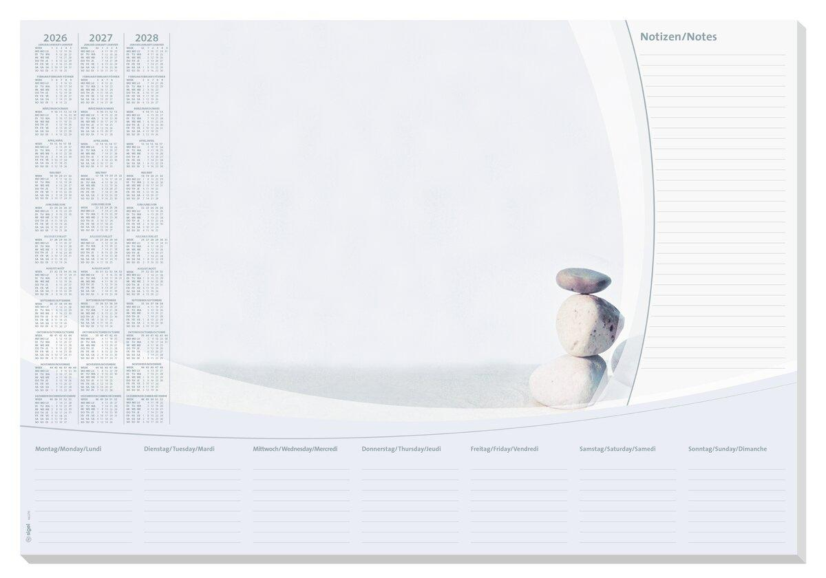 Sigel Schreibtischunterlage Harmonie 2026/2027/2028 weiss/grau Papier 59.5 x 41.0 cm 30