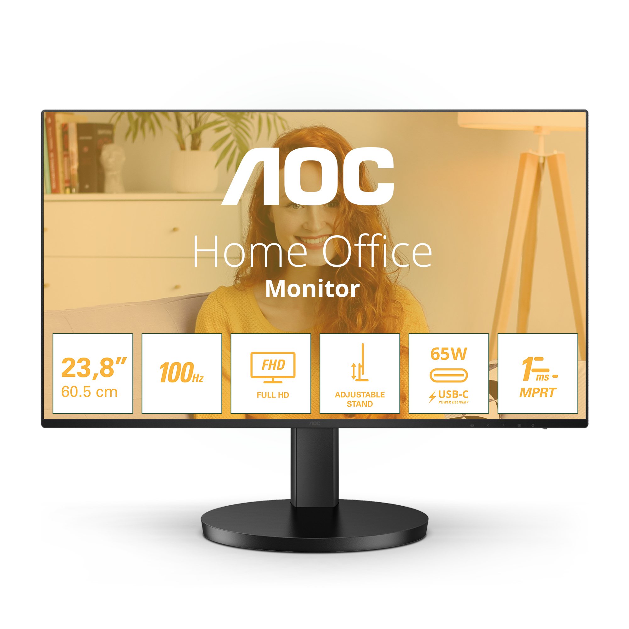 AOC 24B3CF2 24 IPS Monitor 100Hz 1920 x 1080 4ms 1x HDMI/1x USB-C/2x USB 3.2 - 11 cm - 24