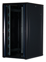 Rockstable 32 HE 19 Serverschrank mit Glastr - Freistehendes Gestell - 32U - 800 kg - Sperrschloss - Ablageschienen - Verstellbare Fe