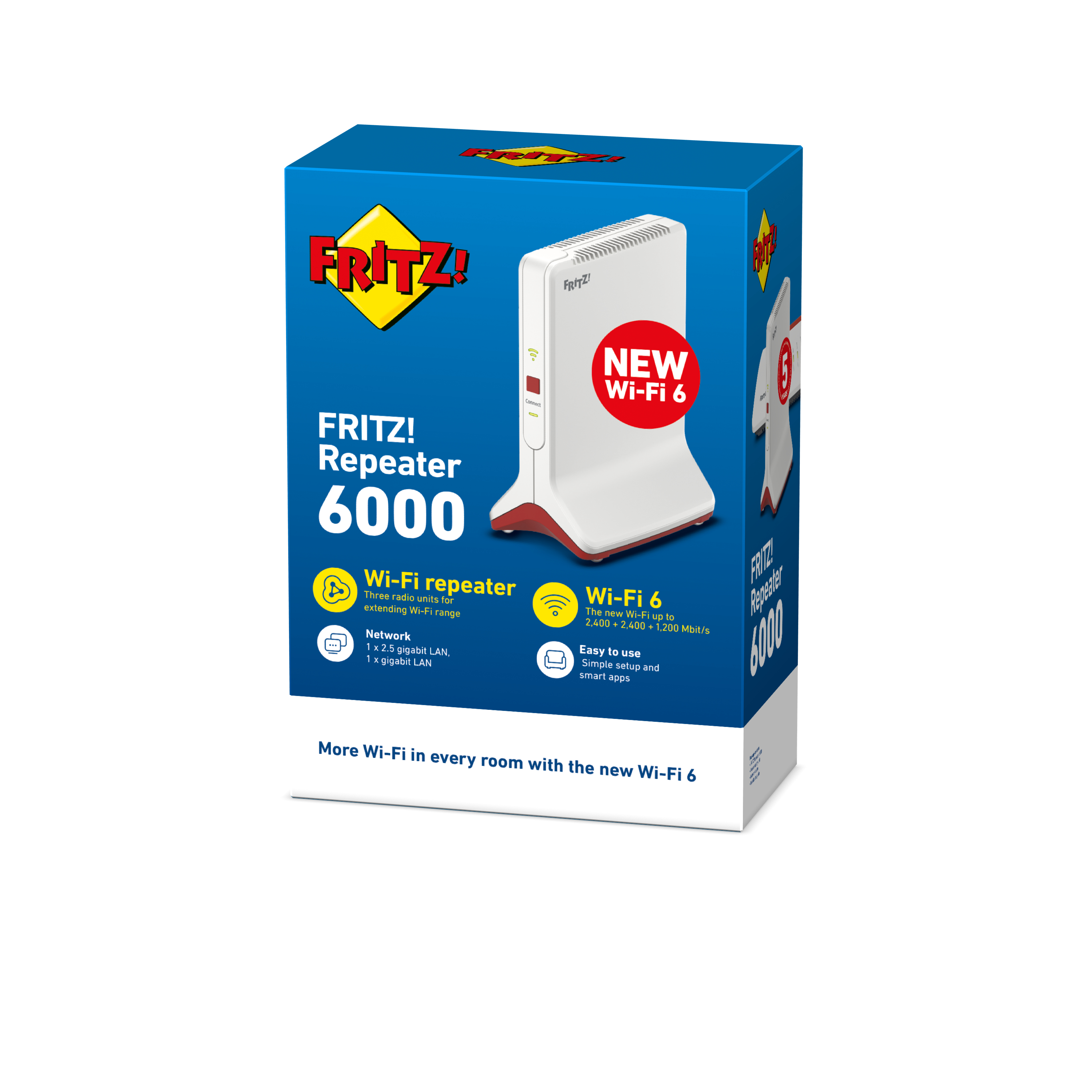 AVM FRITZ! Repeater 6000 - Wi-Fi-Range-Extender - GigE, 2.5 GigE - Wi-Fi 6 - 2,4 GHz (1 Band)