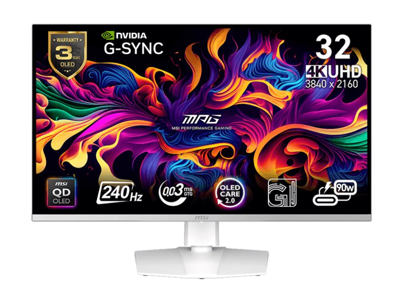 MSI MPG 321URXWDE QD-OLED pantalla para PC 80 cm (31.5) 3840 x 2160 Pixeles 4K Ultra HD Blanco