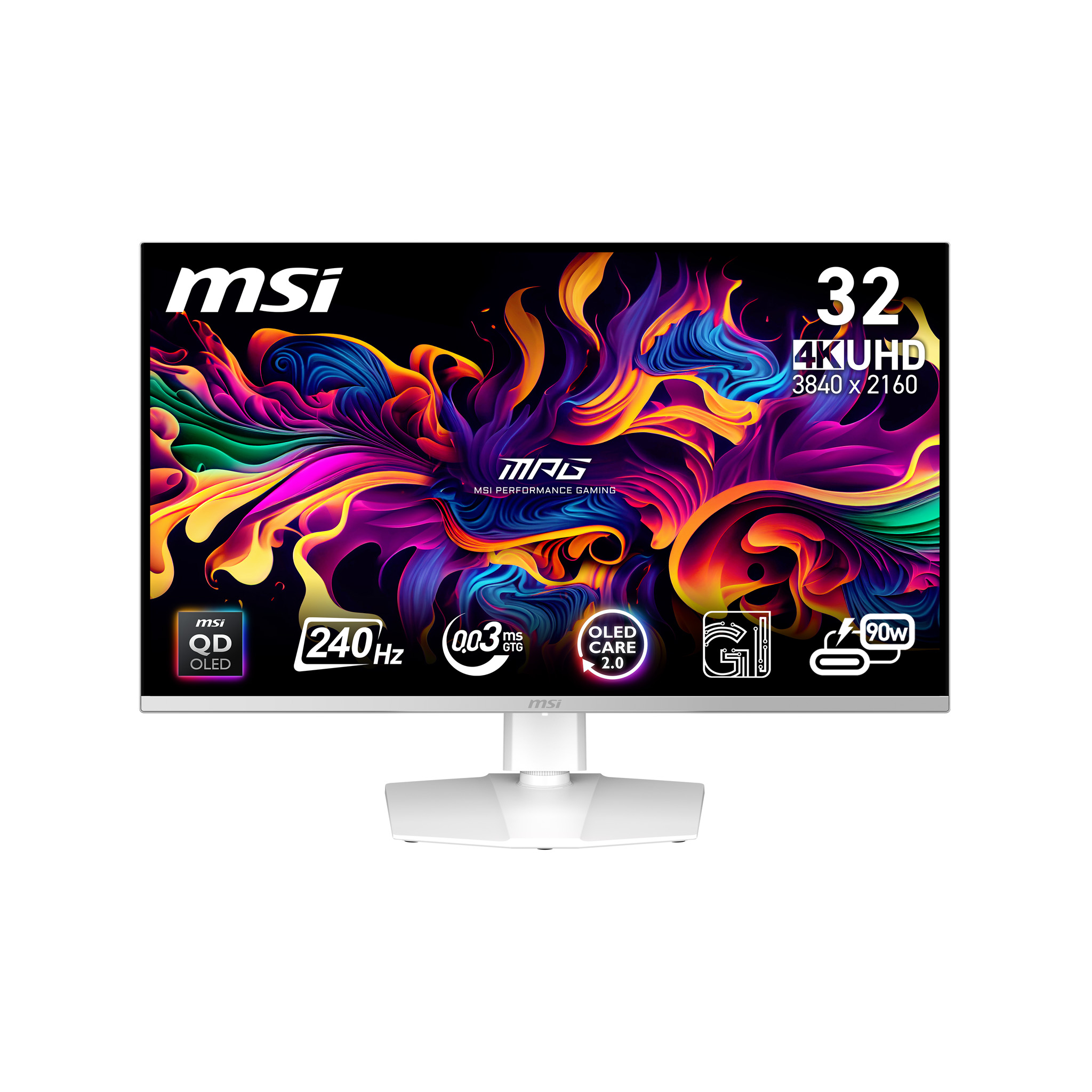 MSI MPG 321URXWDE QD-OLED pantalla para PC 80 cm (31.5) 3840 x 2160 Pixeles 4K Ultra HD Blanco