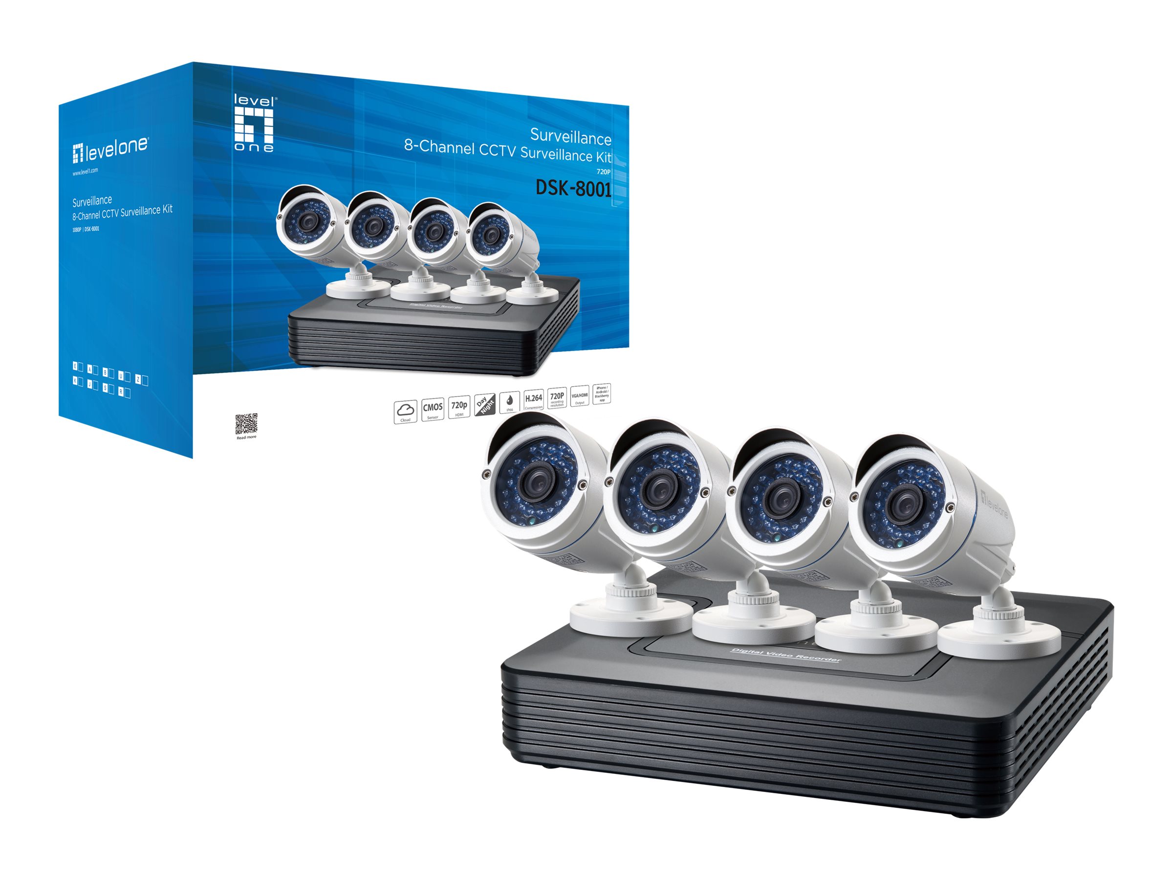 LevelOne DSK-8001 kit de videovigilancia Al�mbrico 8 canales
