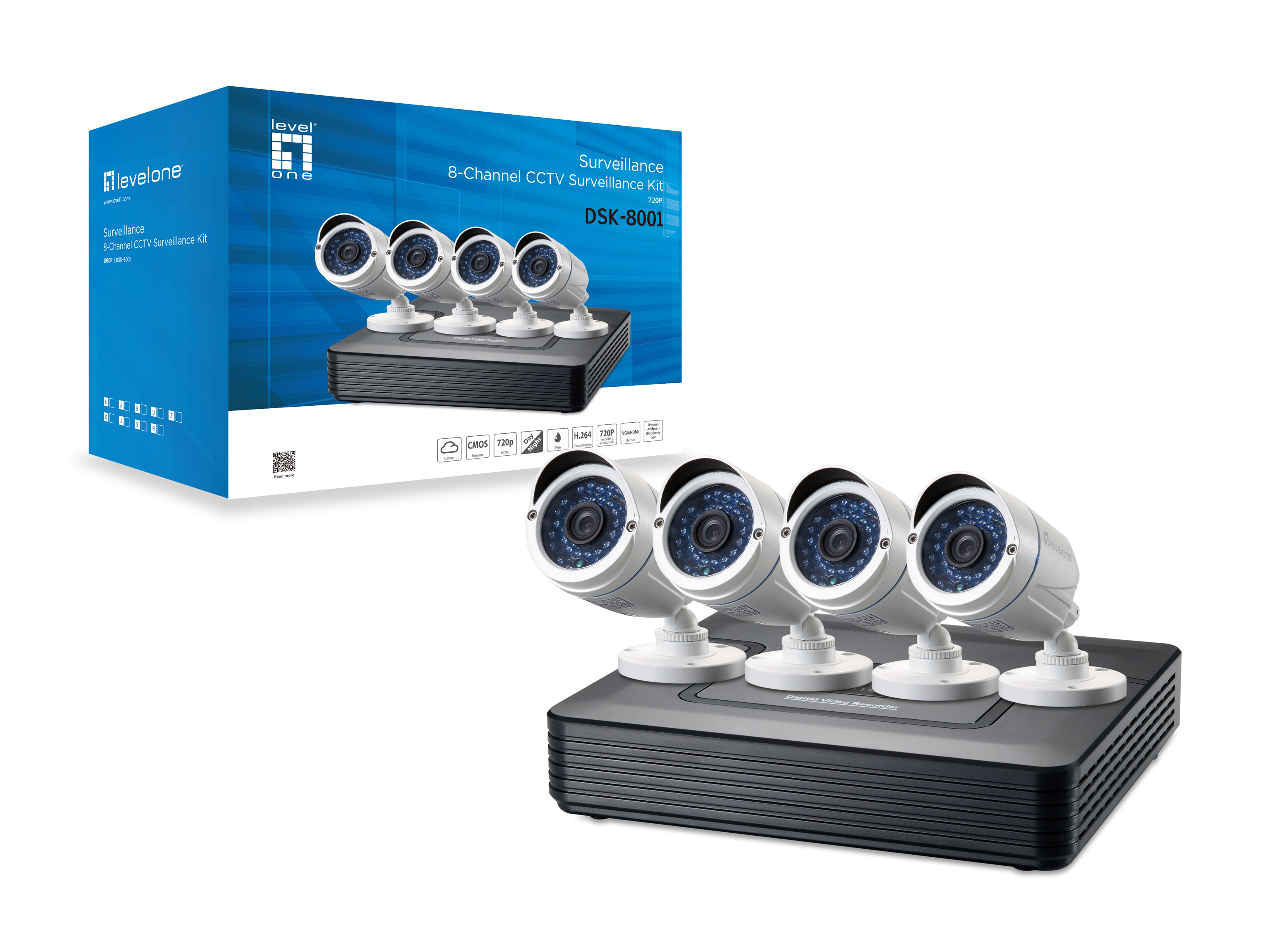 LevelOne DSK-8001 kit de videovigilancia Al�mbrico 8 canales