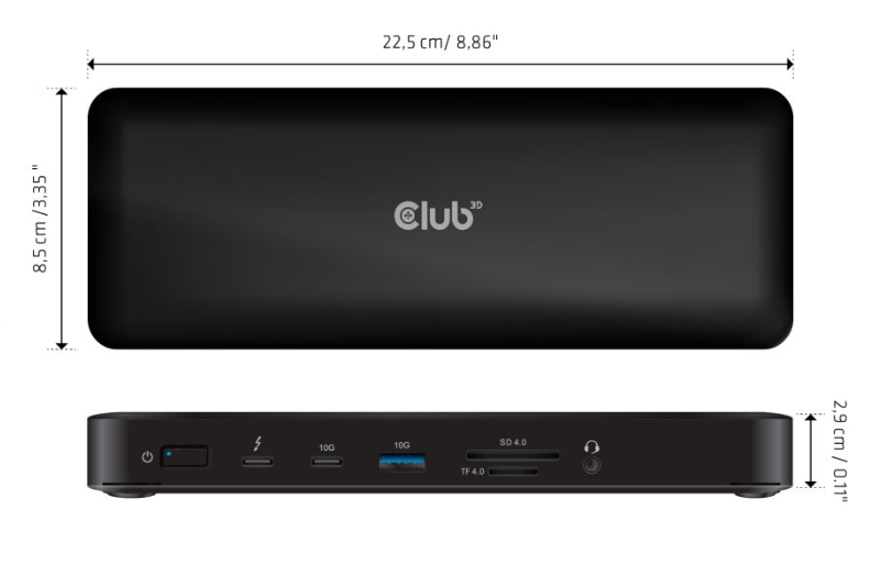 CLUB3D CSV-1583 base para port�til y replicador de puertos Al�mbrico Thunderbolt 4 Negro