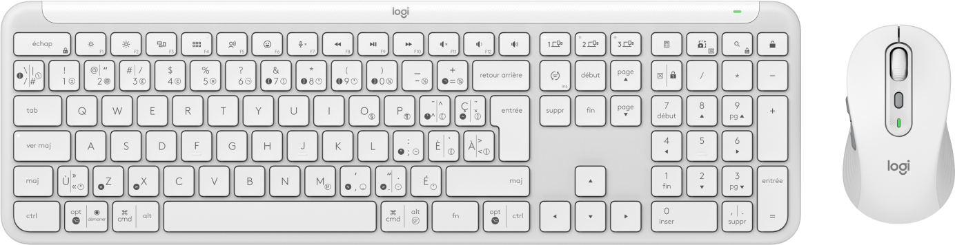 Logitech MK950 Signature Slim keyboard Mouse included Office RF Wireless + Bluetooth QWERTY Danish, Finnish, Norwegian, Swedish White