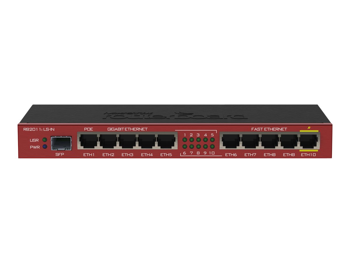 Mikrotik RB2011ILS-IN wired router Gigabit Ethernet Black, Bordeaux