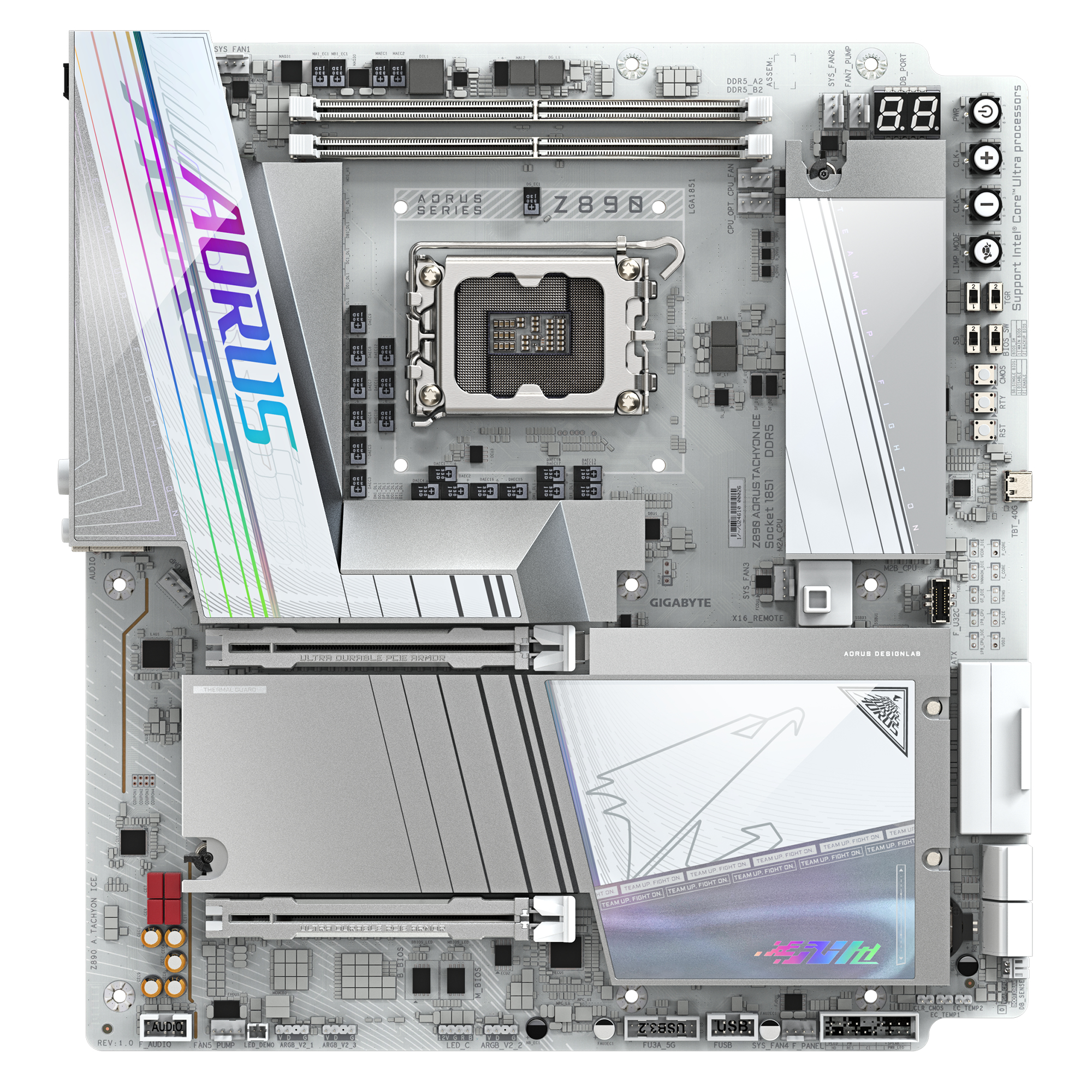 Gigabyte AORUS Z890 TACHYON ICE - Motherboard - E-ATX - LGA1851-Sockel - Z890 Chipsatz - USB-C 3.2 Gen 2x2, USB-C 3.2 Gen2, USB 3.2 Gen 1, USB4 - Bluetooth, Wi-Fi 7, 5 Gigabit Ethernet - Onboard-Grafik (CPU erforderlich)