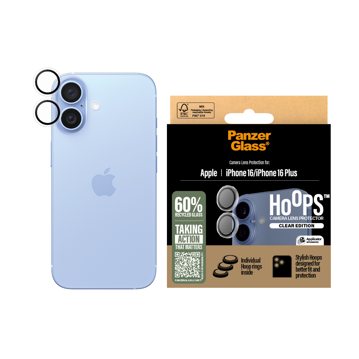 PanzerGlass Hoops Transparent Lens Protector iPhone16 | 16 Plus
