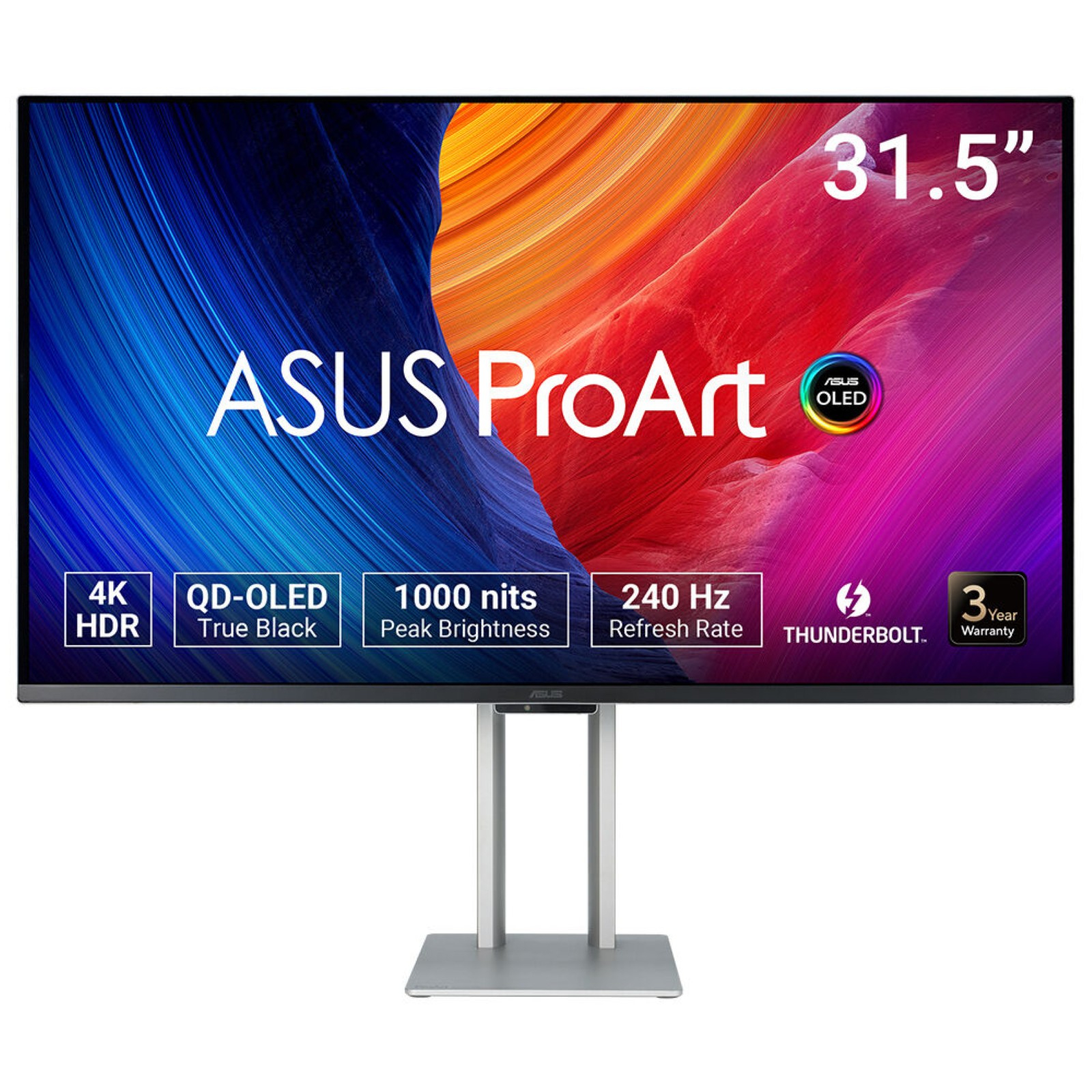 ASUS ProArt OLED PA32UCDM computer monitor 80 cm (31.5) 3840 x 2160 pixels 4K Ultra HD QD-OLED Silver