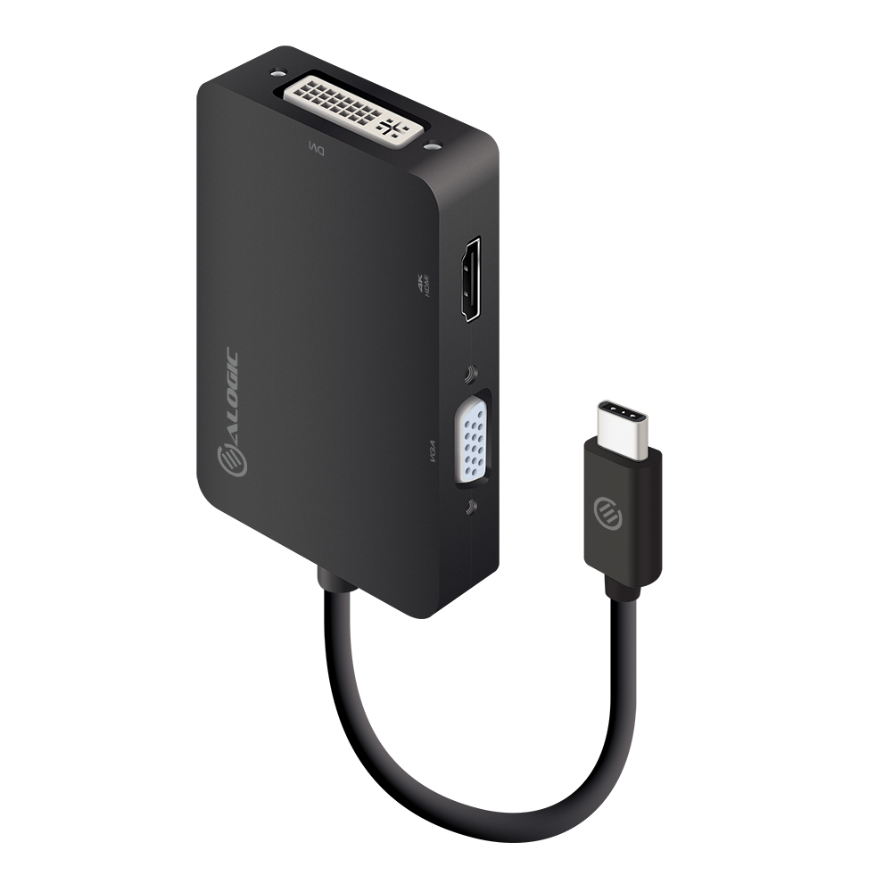 Alogic UCVGDVHD-ADP - USB Typ-C - DVI-D - HDMI - VGA - Schwarz - Windows 10 - 45 mm - 220 mm
