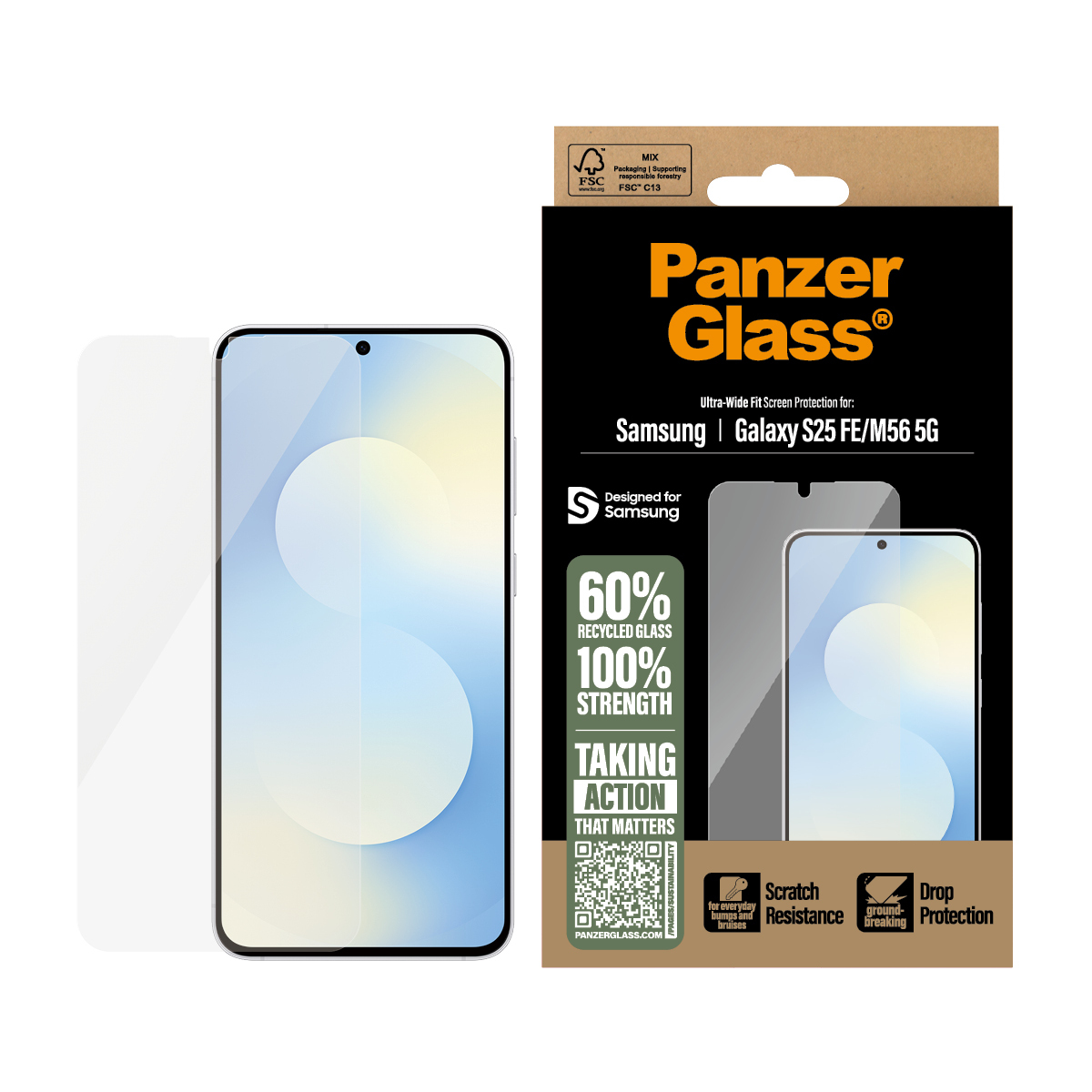 PanzerGlass Screen Protector Samsung Galaxy S25 FE/M56 5G Ultra-Wide Fit
