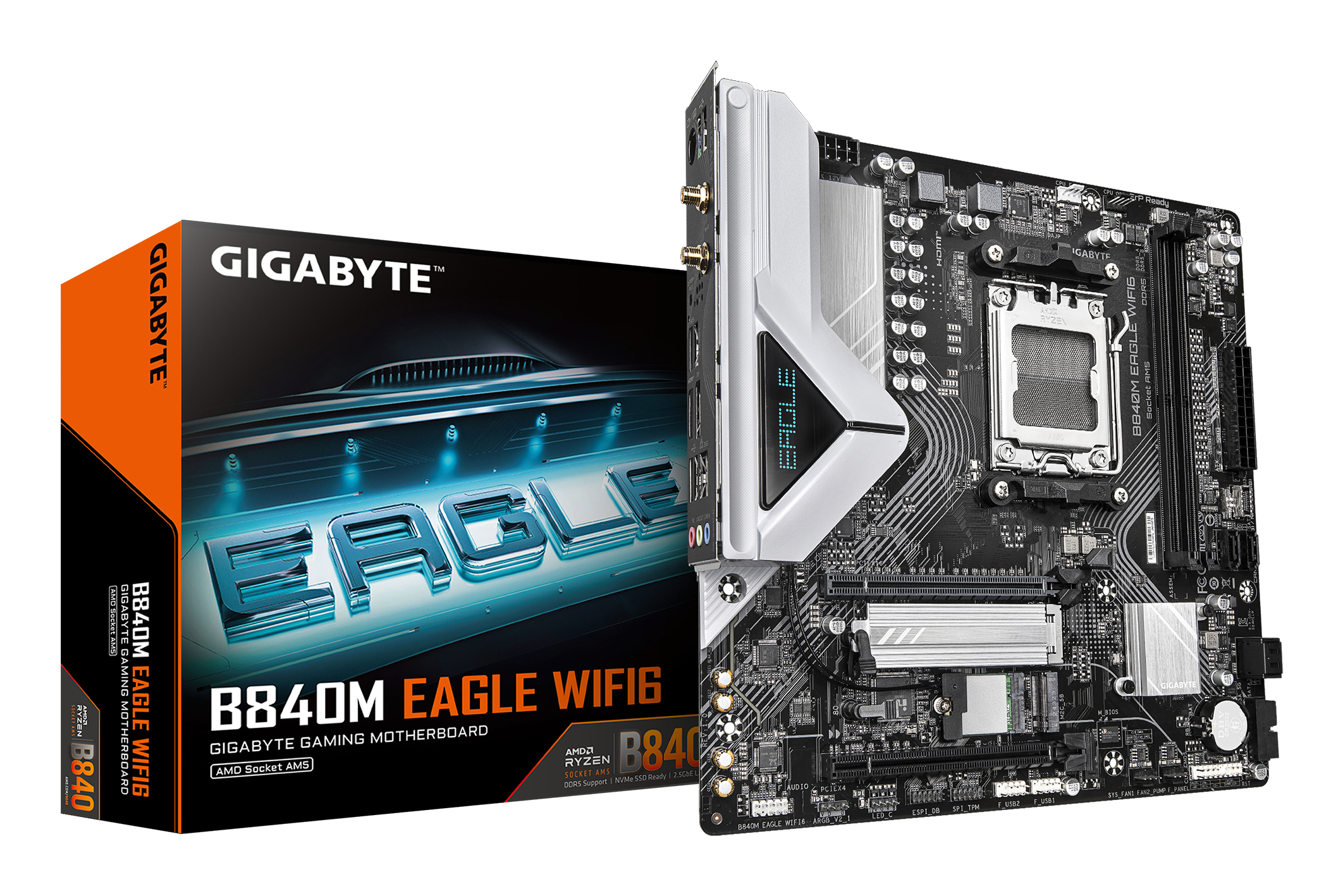 Gigabyte B840M EAGLE WIFI6 - Motherboard - micro ATX - Socket AM5 - AMD B840 Chipsatz - USB-C 3.2 Gen 1, USB 3.2 Gen 1 - Wi-Fi 6, Bluetooth, 2.5 Gigabit LAN - Onboard-Grafik (CPU erforderlich)