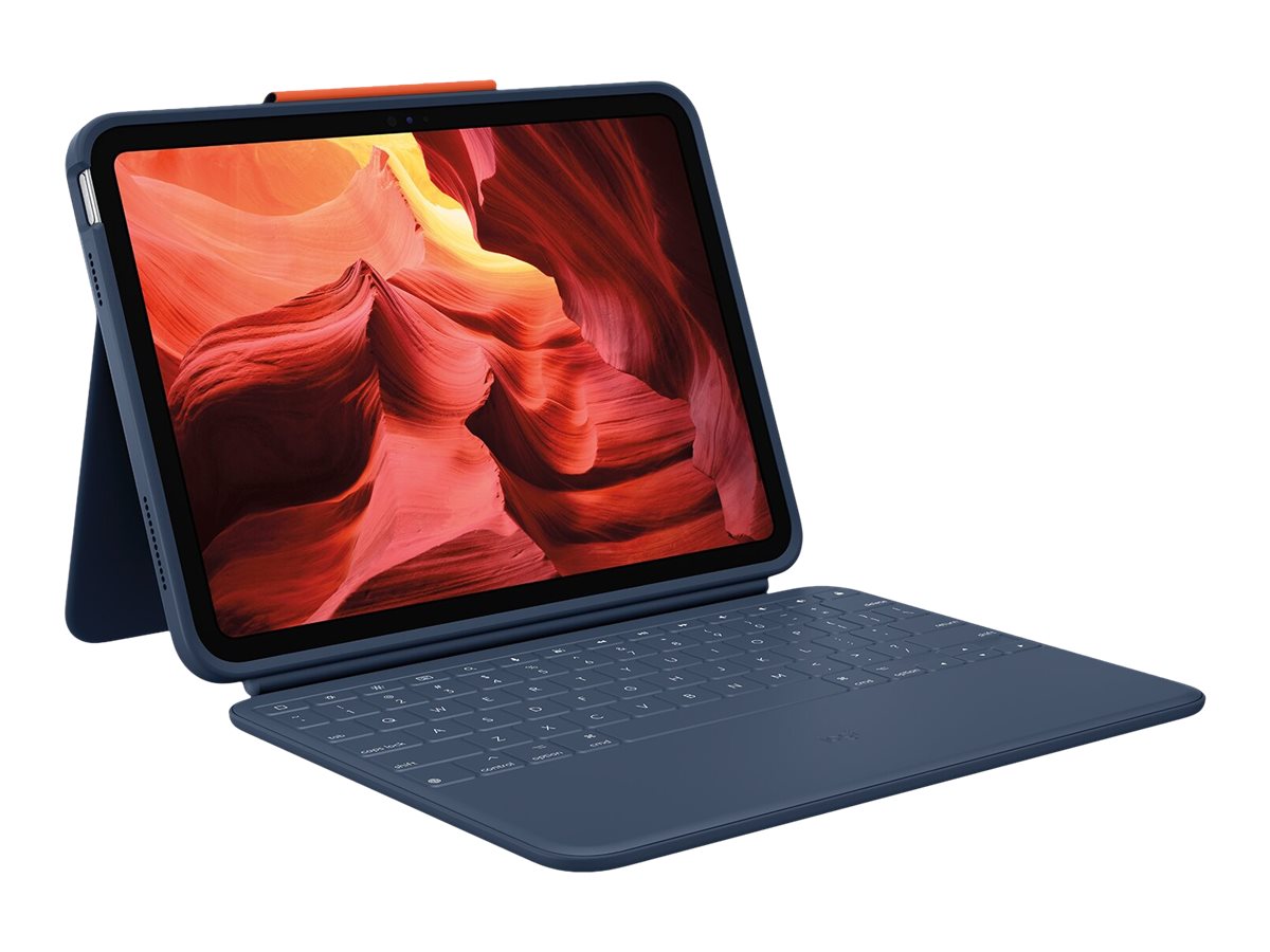 Logitech Rugged Combo 4 - Tastatur und Foliohlle - Apple Smart connector - QWERTY - Pan-Nordic - Classic Blue - fr Apple 10.9-inch iPad (10. Generation)