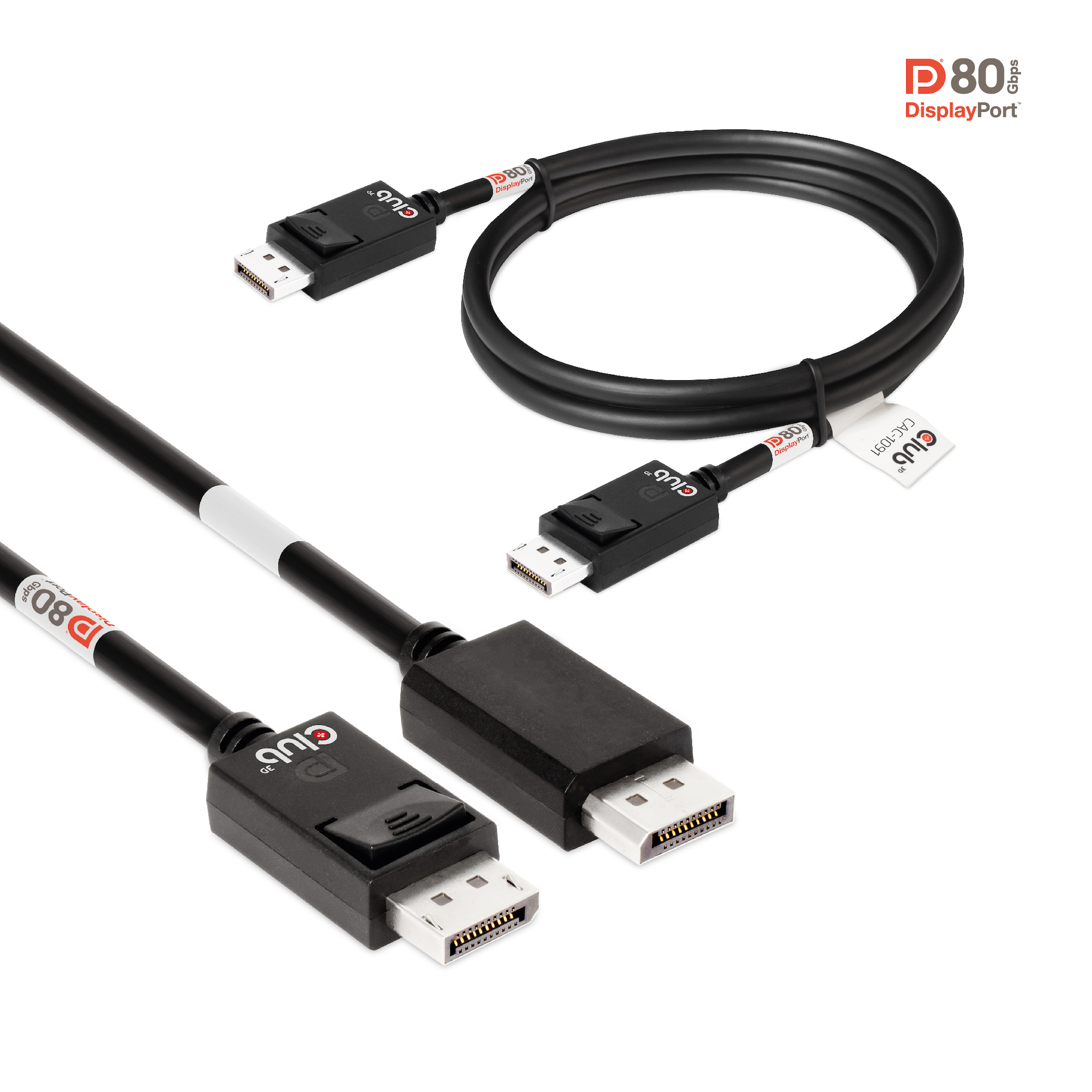 CLUB3D DisplayPort 2.1 Cable certificado VESA DP80 bidireccional 4K120Hz, 8K60Hz u 10K30Hz M/M 1.2m/3.94ft