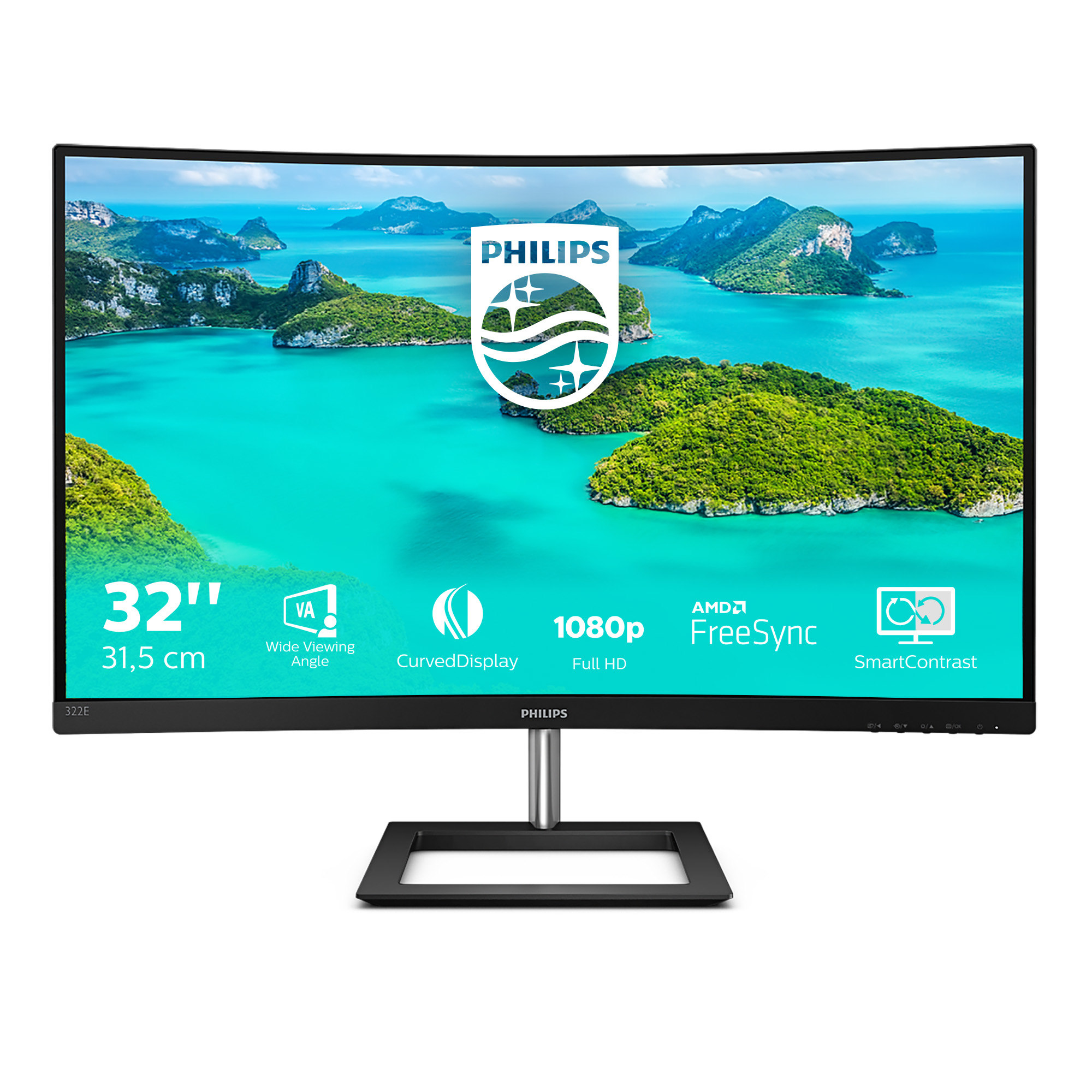 Philips E Line 322E1C/00 LED display 80 cm (31.5) 1920 x 1080 pixels Full HD LCD Black