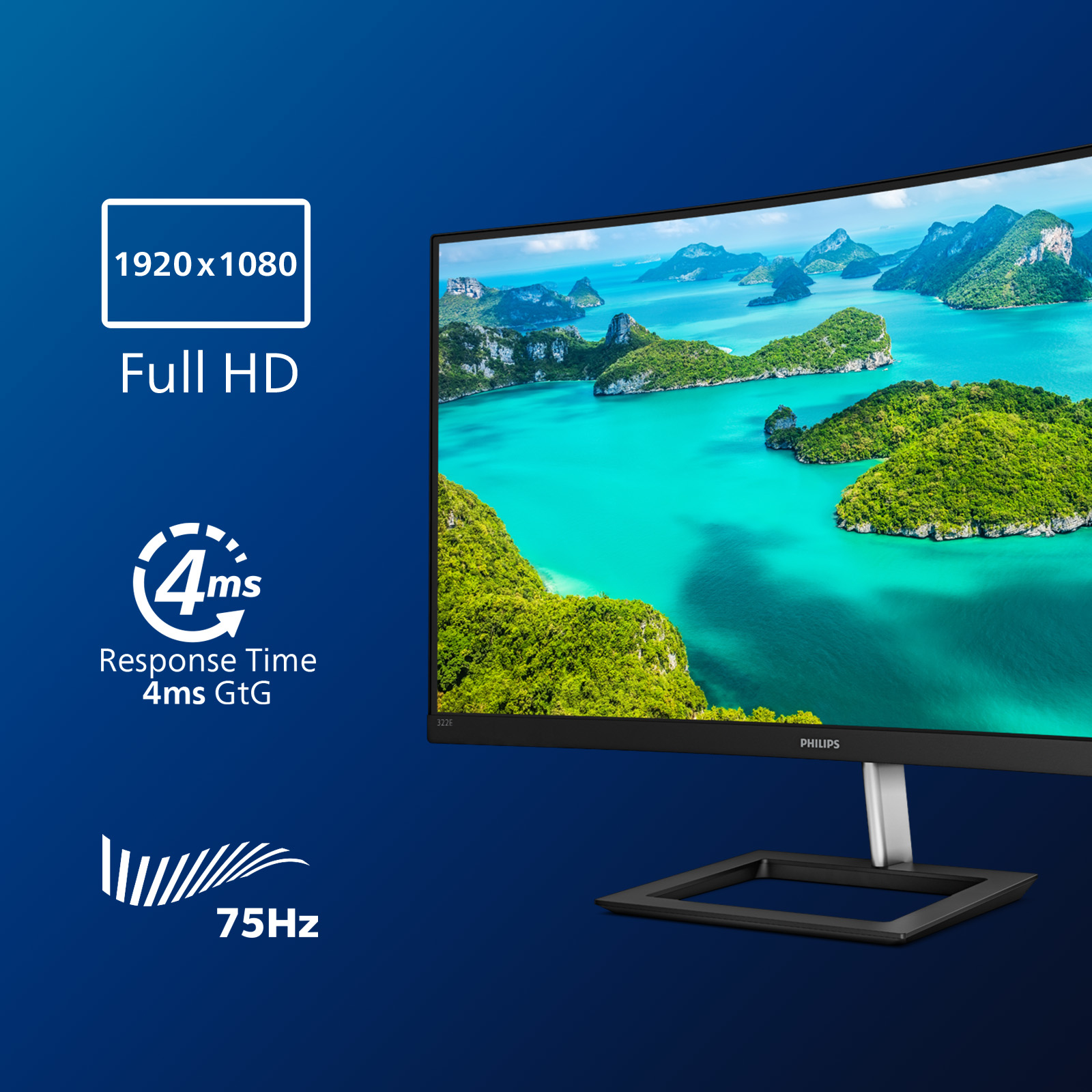 Philips E Line 322E1C/00 LED display 80 cm (31.5) 1920 x 1080 pixels Full HD LCD Black