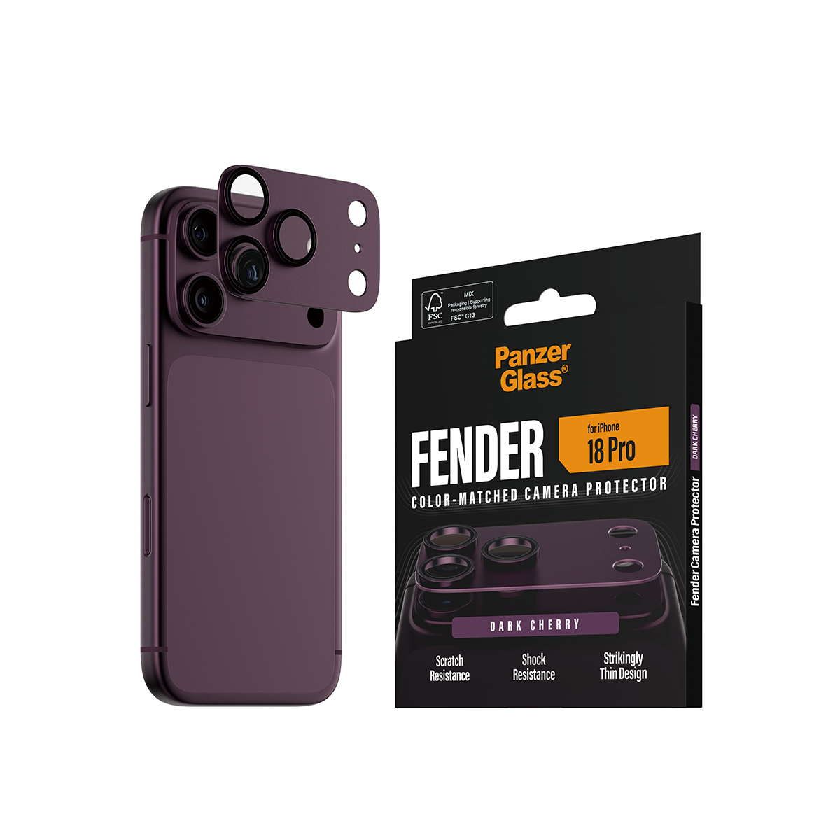 PanzerGlass Fender Protezione Fotocamere Dark Cherry iPhone 18 Pro