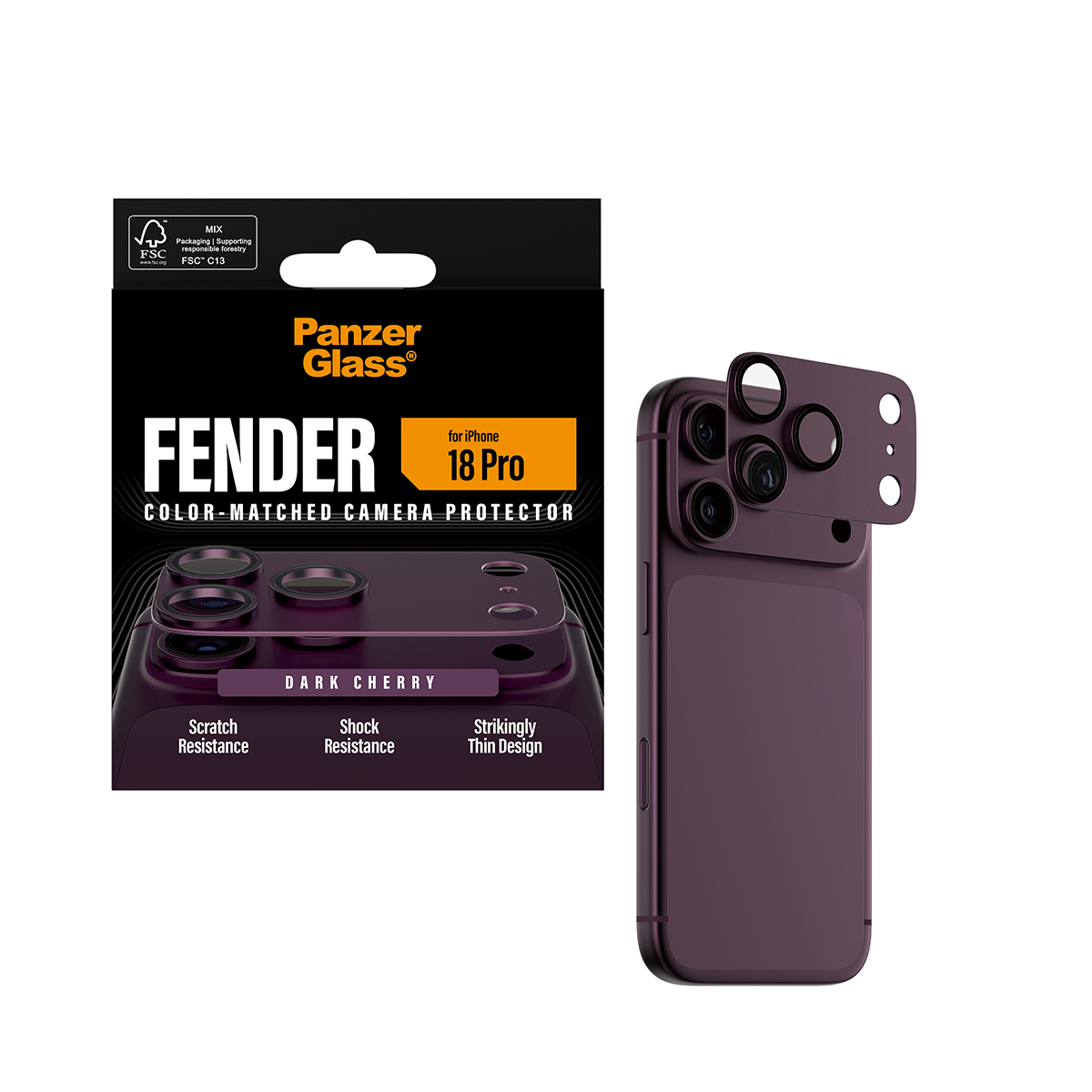 PanzerGlass Fender Protezione Fotocamere Dark Cherry iPhone 18 Pro