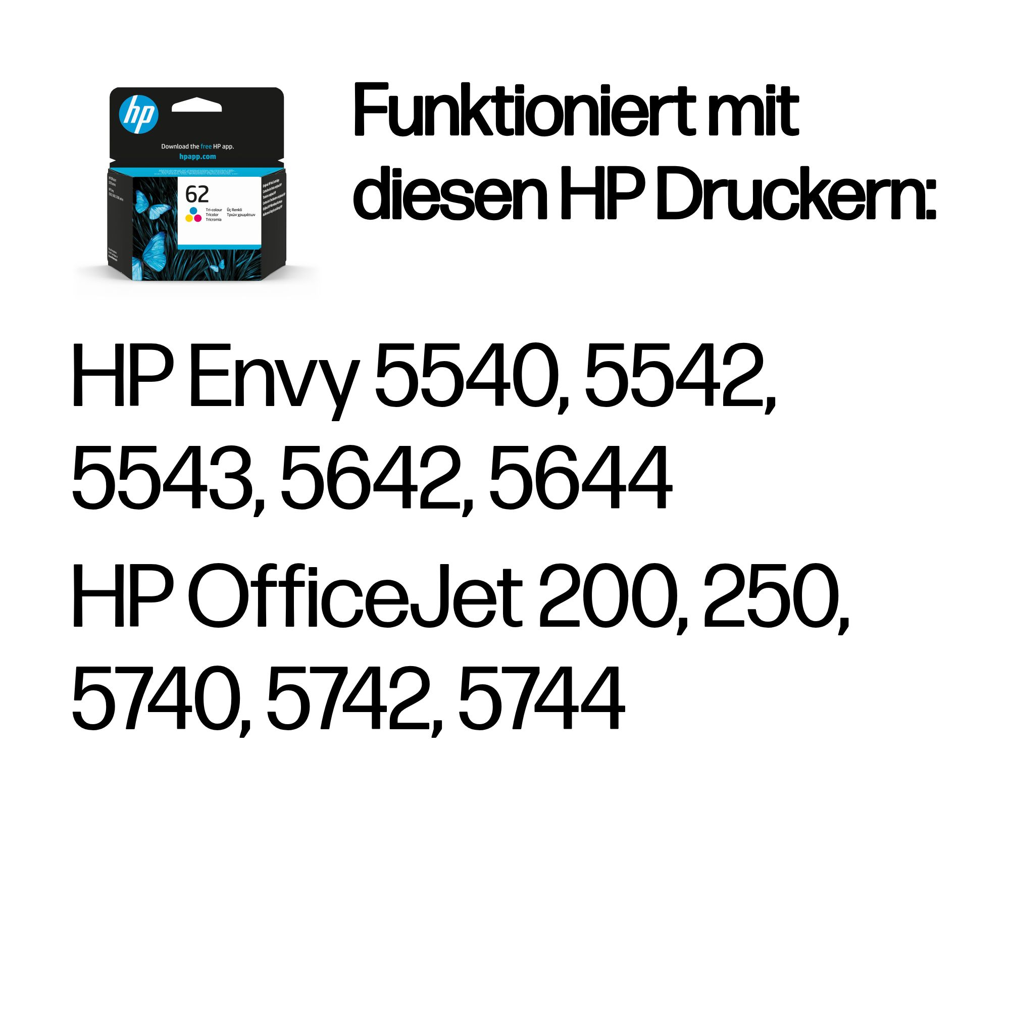HP 62 Tri-color Original Ink Cartridge
