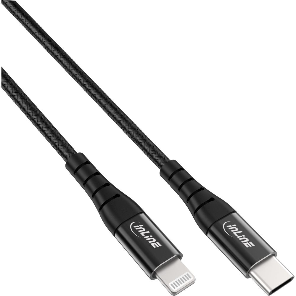 InLine USB-C Lightning cable, for iPad, iPhone, iPod, black/aluminium, 1m MFi