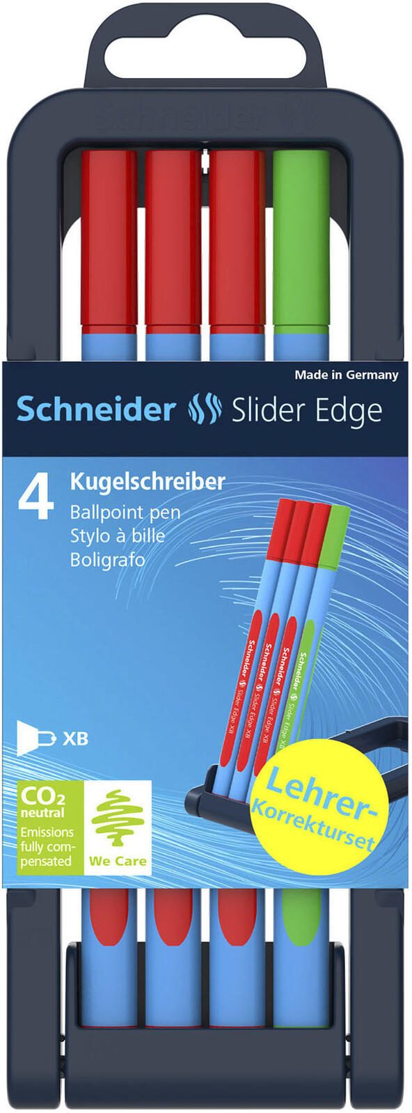 Schneider Schreibger�te 4 Kugelschreiber Slider Edge XB Lehrerkorrekturset blau Schreibfarbe