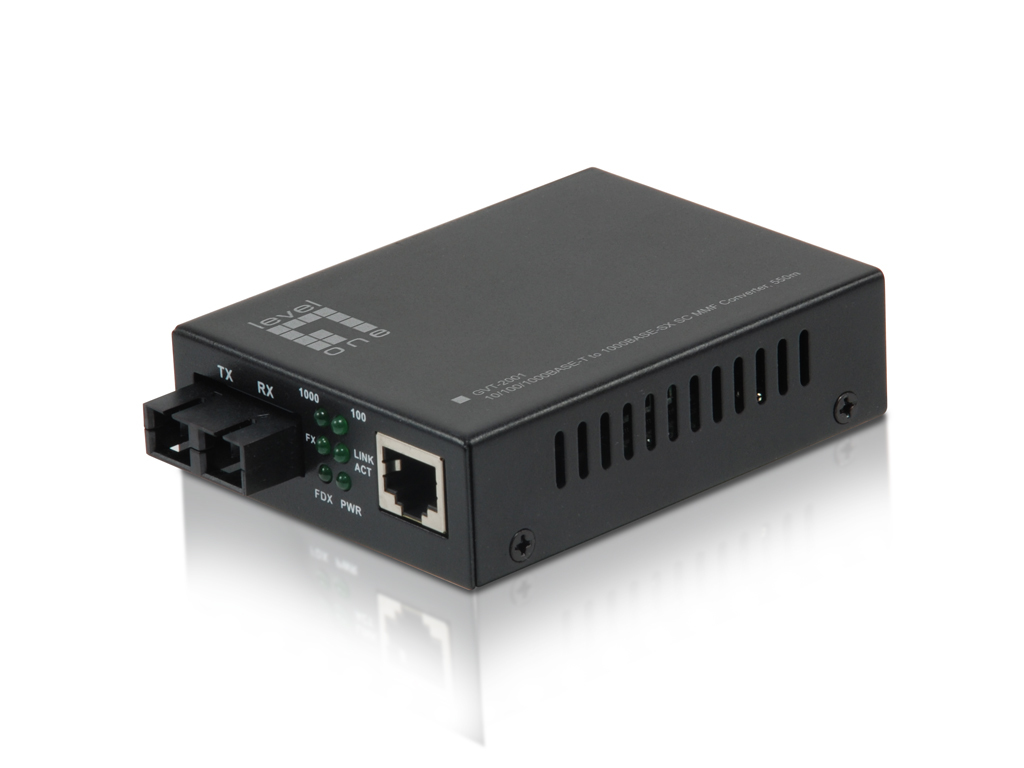 LevelOne GVT-2001 convertidor de medio 1000 Mbit/s 850 nm Multimodo Negro