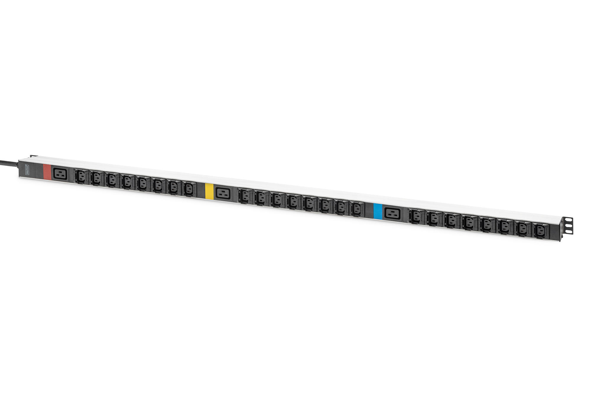 Digitus PDU IT bsica, trifsica 16 A, 24 x C13, 3 x C19, cable de alimentacin de 3 m, clavija IEC 60309 16 A