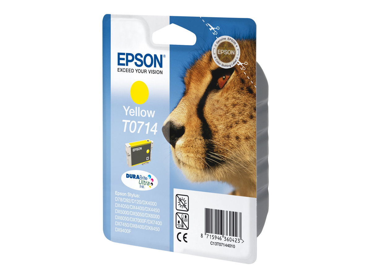 Epson Cheetah Singlepack Yellow T0714 DURABrite Ultra Ink