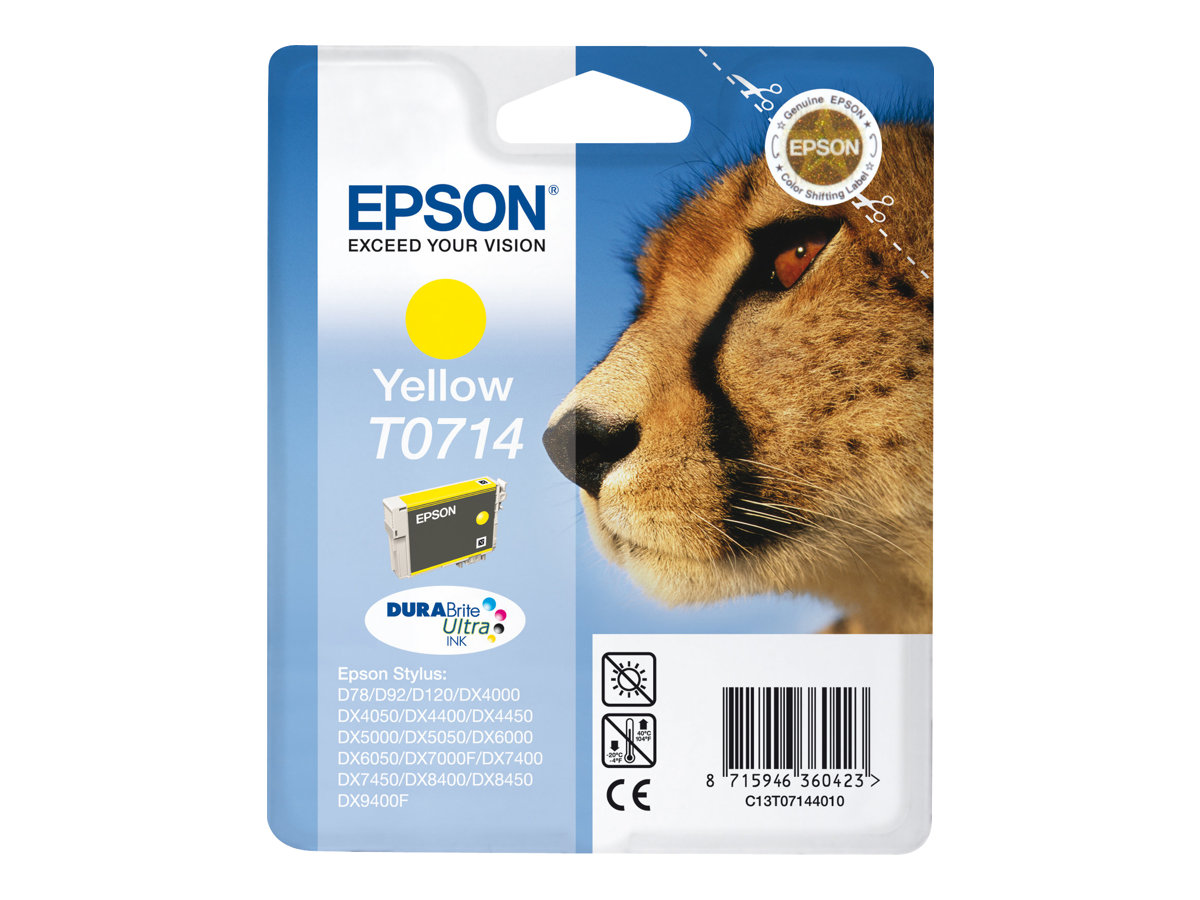 Epson Cheetah Singlepack Yellow T0714 DURABrite Ultra Ink