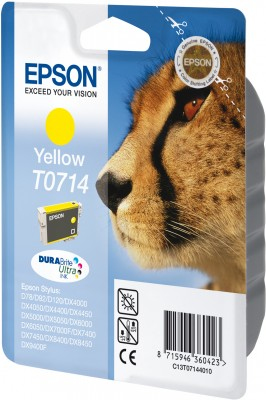 Epson Cheetah Singlepack Yellow T0714 DURABrite Ultra Ink