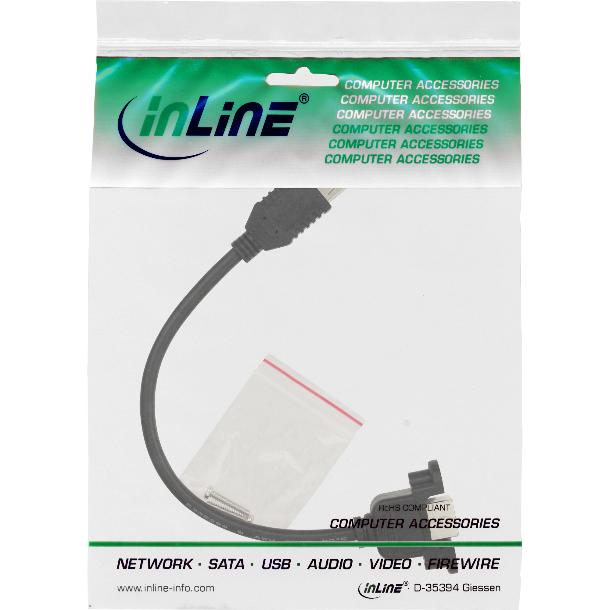 InLine USB 2.0 Adapter Cable Type A female / Chassis Connector Type B, 0.2m