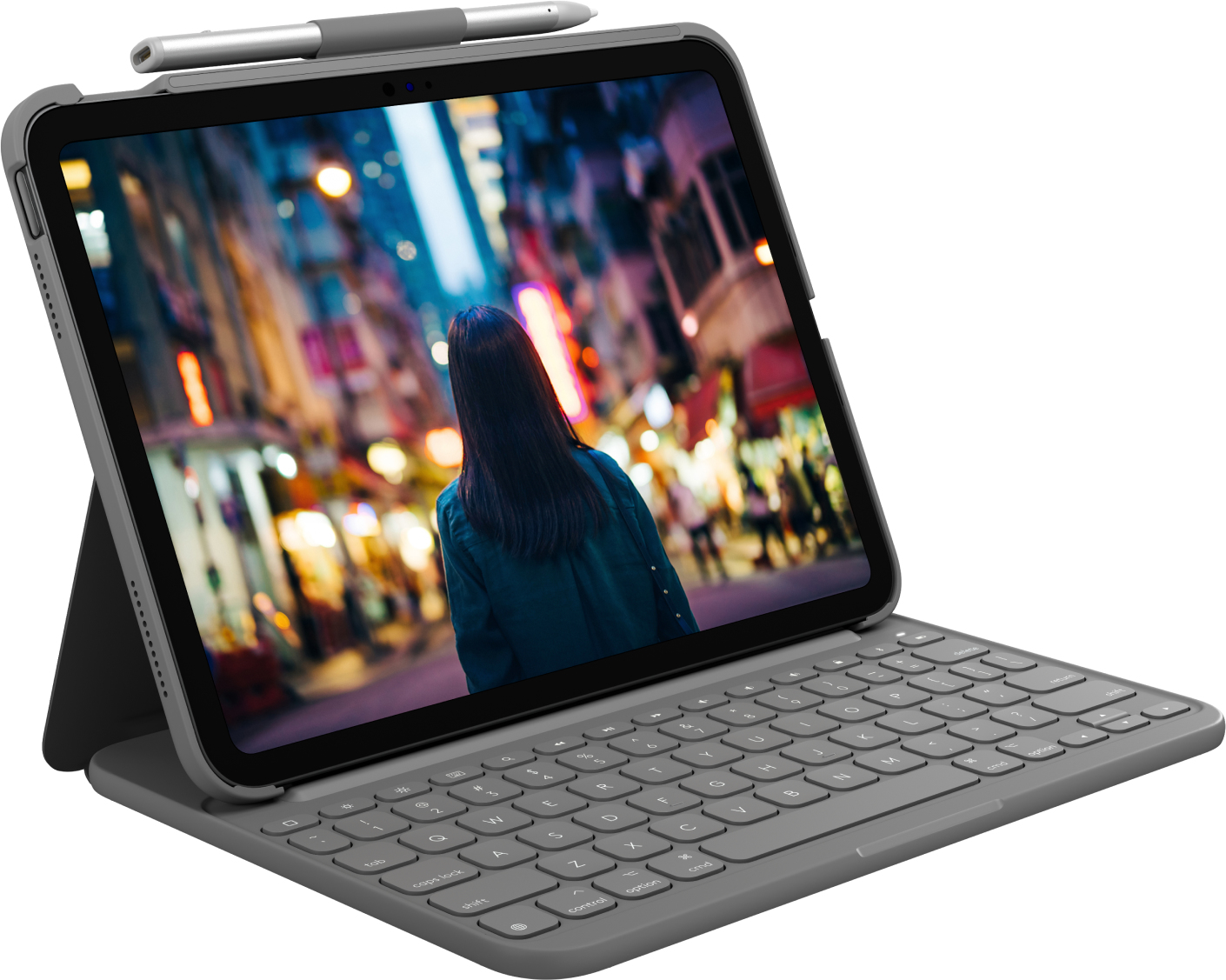 Logitech Slim Folio - Tastatur und Foliohlle - kabellos - Bluetooth LE - QWERTY - Nordisch (Dnisch/Finnisch/Norwegisch/Schwedisch)